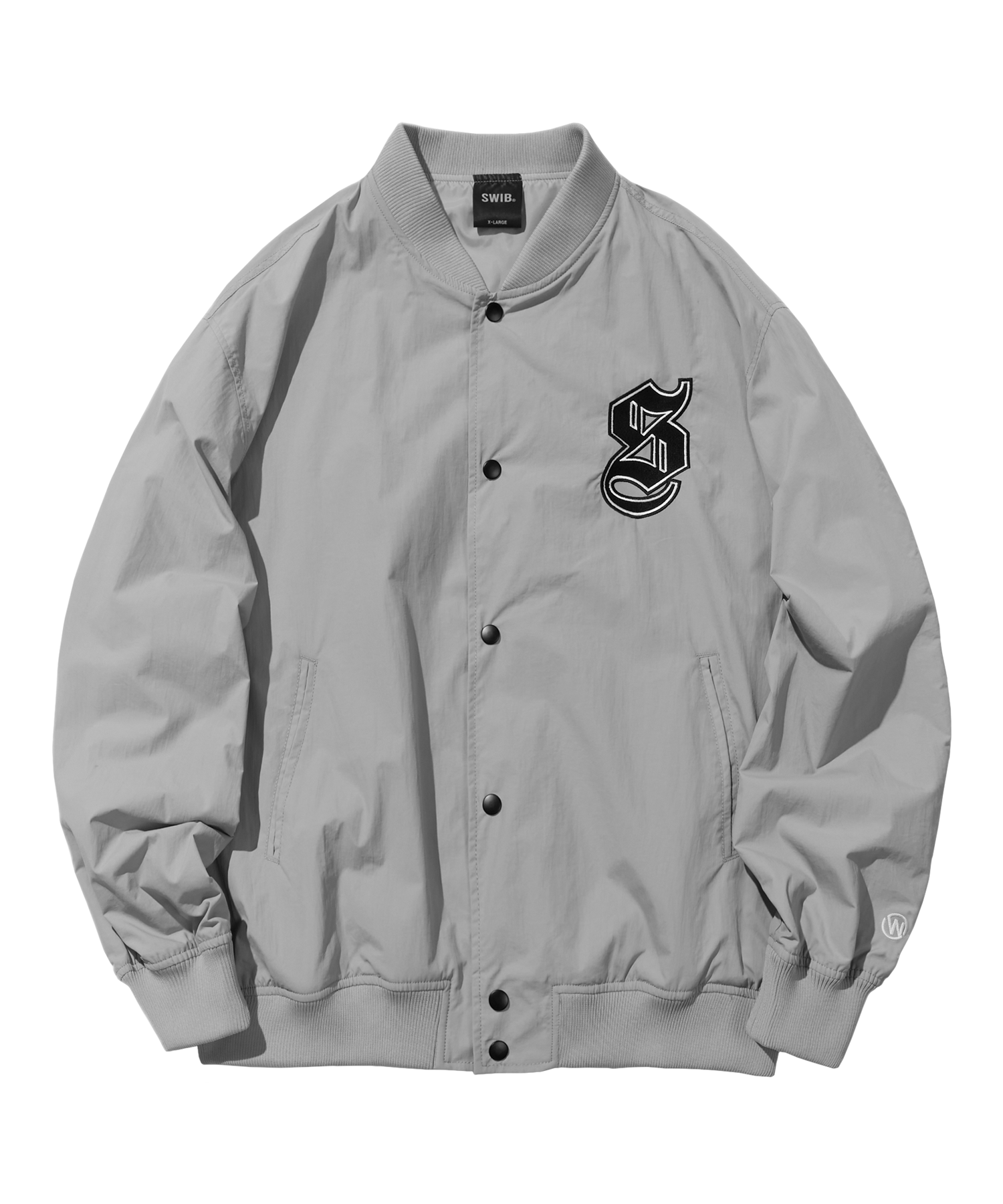 S Logo Varsity Stadium Jacket (Light Grey) [LSQFCUA219M]