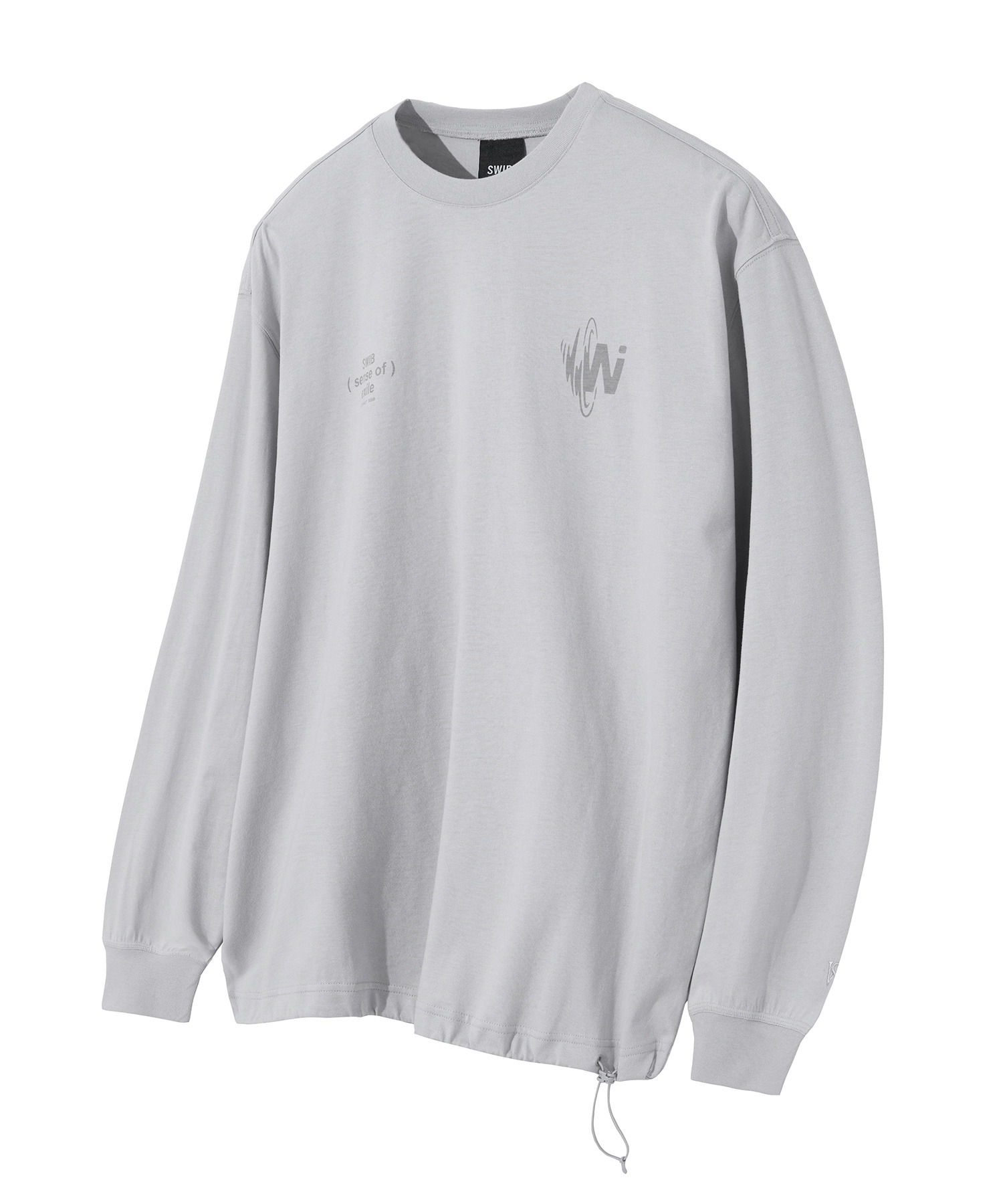 Bottom Hem String Long Sleeve T-shirts (Light Grey) [LSRSCTR114M]