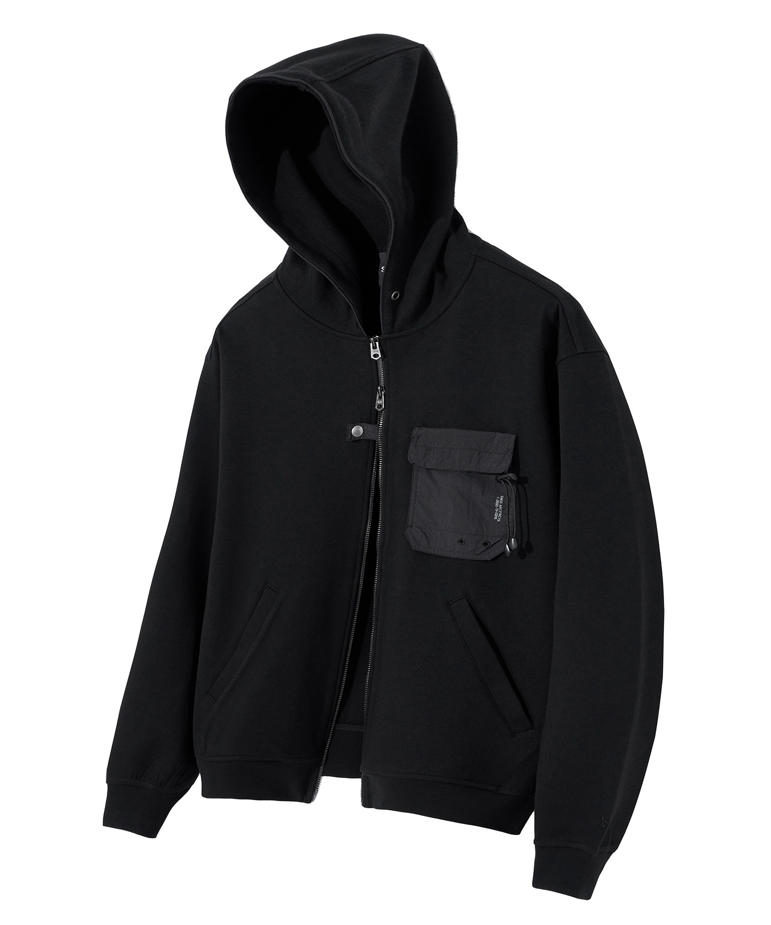 Edge Slit Pocket Hood Zip-up (Black) [LSRSCTZ102M]